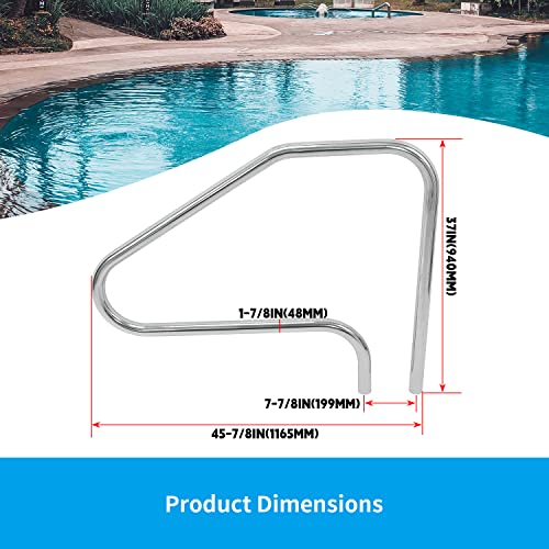 HECASA Pool Handrail Grab Rail Railing 37" Tall Swimming Pool Hand Rail Inground Pool Stair Rail Safety Rail Entry Rail Handle Pool Grab Ladder 304 Stainless Steel