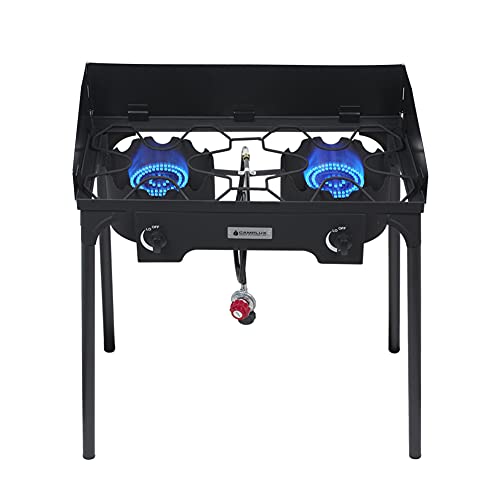 Camplux Outdoor Stove Double Burners Propane Stove 260,000 BTU/Hr Gas Cooker for Outdoor Cooking