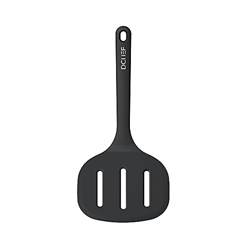 Dailychef Large Silicone XL Slotted Turner Black - Slotted Wide Spatula Pancake Flipper