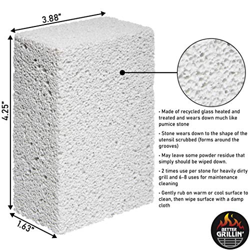 Better Grillin Barbecue Grill Scrubbing Stone, BBQ Grill Brick Cleaner, Griddle Stone Cleaning Block, BBQ Tools, Cleaning Block for Barbeque Grill, Grill Tools for Outdoor Grill, 2 Count (23821)