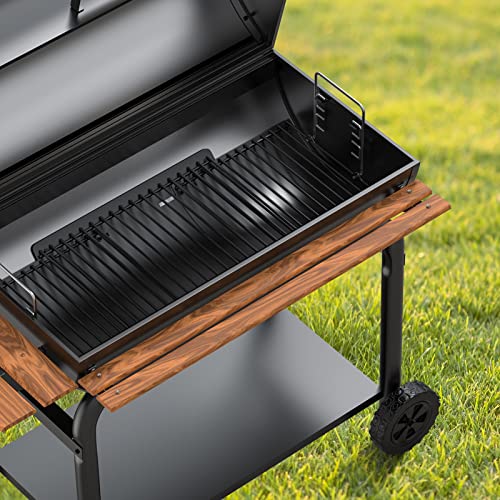 LS'BABQ 23" to 34" Adjustable Ash Pan for Charcoal Grill Chargriller 1224 1324 2121 2222 2123,Oklahoma Joe Charcoal Grill Royal Gourmet Charcoal Grill, Charcoal Ash Pan with 2PC Fire Grate Hanger