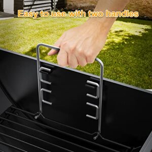 LS'BABQ 23" to 34" Adjustable Ash Pan for Charcoal Grill Chargriller 1224 1324 2121 2222 2123,Oklahoma Joe Charcoal Grill Royal Gourmet Charcoal Grill, Charcoal Ash Pan with 2PC Fire Grate Hanger