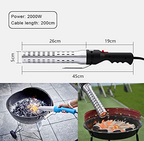 Charcoal Lighter, Portable Electric Charcoal Starter, Fire Starter for BBQ Grill Campfires Wood Stove Fireplace Pizza Oven, Push Button Switch, No Need to Press the Switch for a Long Time(Color:Black)