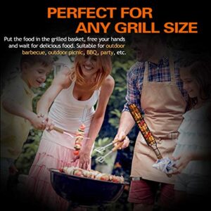 JUCT Portable Grilling Baskets - Set of 4 Companion Nonstick Kabob Grilling Baskets for Outdoor Grill - Kabobs and Loose Veggies，fruits，Vegetable，Onion，Fish，Chicken and Meat Grill Baskets (Basket-4B)