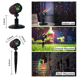 Xings Light Christmas Laser Projector - Red and Green Starry Outdoor Garden Light with Remote Control for Xmas Holiday Decoration New Year Party Show (Twinkling Star-Red+Green)