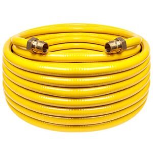 grehitk 70ft 3/4” flexible gas line, csst corrugated stainless steel tubing pipe kit, natural gas line propane pipe conversion kit grill hose with 2 male adapter fittings (70ft 3/4”)