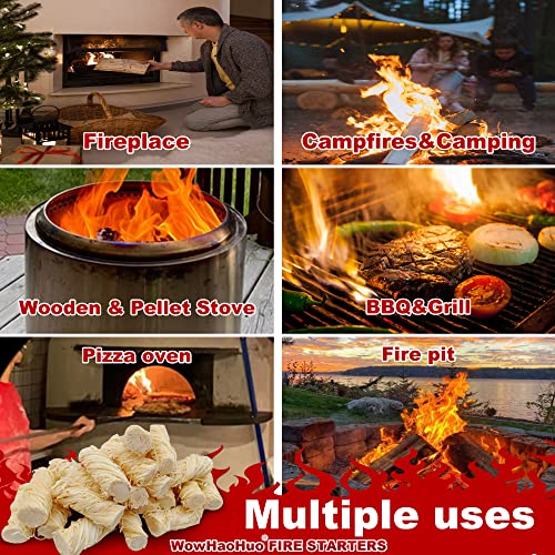 WowHaoHuo 30Pcs Fire Starters for BBQ,Campfires, Grill,Fireplace, Camping,Wooden Pellet Stove, Fire Pit,Smoker, Waterproof, Safe for Indoor/Outdoor,Natural Firestarter