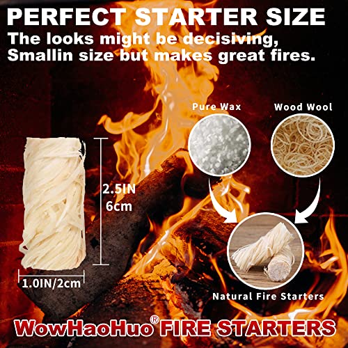 WowHaoHuo 30Pcs Fire Starters for BBQ,Campfires, Grill,Fireplace, Camping,Wooden Pellet Stove, Fire Pit,Smoker, Waterproof, Safe for Indoor/Outdoor,Natural Firestarter
