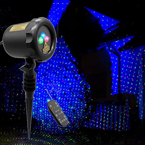 LedMAll® Red and Green Laser, and Blue LED Remote Control Christmas Lights, Garden and Landscape Lights