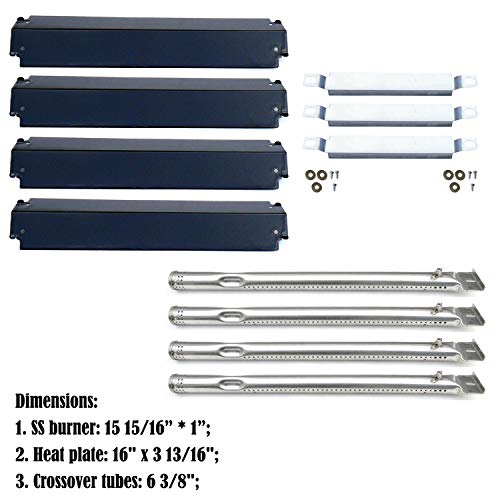 Direct Store Parts Kit DG149 Replacement for Charbroil 463247310,463257010 Gas Grill Burner,Crossover Tubes,Heat Shield-4 Pack (SS Burner + SS Carry-Over Tubes + Porcelain Steel Heat Plate)
