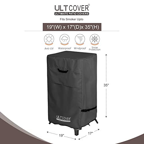 ULTCOVER Vertical Electric Smoker Cover Heavy Duty Waterproof 30 inch for Masterbuilt Cuisinart Dyna-Glo Charbroil and Other Square Gas Propane BBQ Smokers Size Upto 19W x 17D x 35H inch, Black