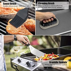 Blackstone Grill Accessories Set for Griddle, MUJUZE Blackstone Grill Tools Set Gifts for Men-with Custom Apron, Stainless Steel Spatulas Set, Teppanyaki and Camping Grill Accessories