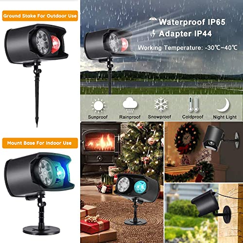 Christmas Projector Lights, 2 in 1 Christmas Outdoor Decoration Projector - 12 Exclusive Patterns + 3D Ocean Wave Projection for Xmas New Year Festival Party Indoor Outdoor Garden Decorations