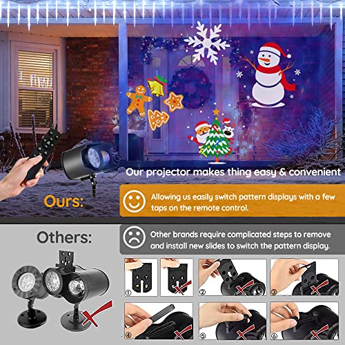 Christmas Projector Lights, 2 in 1 Christmas Outdoor Decoration Projector - 12 Exclusive Patterns + 3D Ocean Wave Projection for Xmas New Year Festival Party Indoor Outdoor Garden Decorations