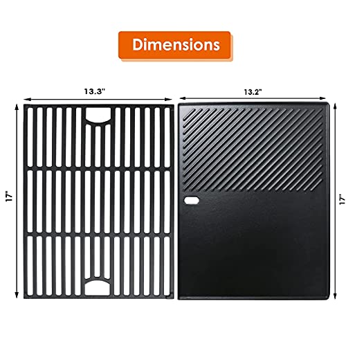 Uniflasy Cast Iron Cooking Grate and Cooking Griddle Replacement for Nexgrill 4 Burner 720-0830H 720-0670A 720-0783E 5 Burner 720-0888N Uniflame GBC981 Replacement for Kenmore 41516106210 415.16106210