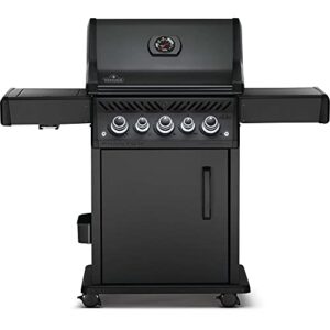 napoleon phantom rogue se 425 bbq grill, matte black, propane gas – rse425sibmk-1-phm – with three burners and infrared sear station side burner and rear burner, barbecue gas cart, gas bbq cart