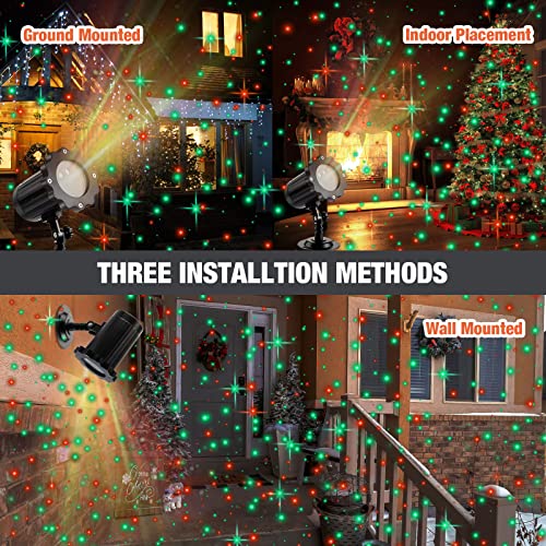 4 Pack Christmas Projector Light Xmas Spotlight Projector with Wireless Remote Holiday Christmas Waterproof Outdoor Projector Spotlights Red and Green Spotlight Star Show for Xmas Holiday Decorations