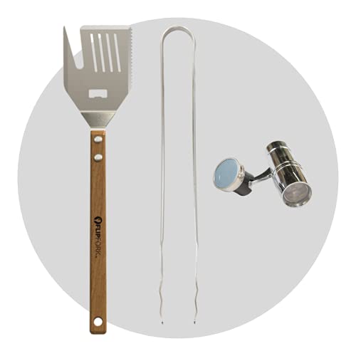 Flipfork-BBQ Grill Set with Spatula Tongs and LED Magnetic BBQ Light