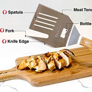 Flipfork-BBQ Grill Set with Spatula Tongs and LED Magnetic BBQ Light