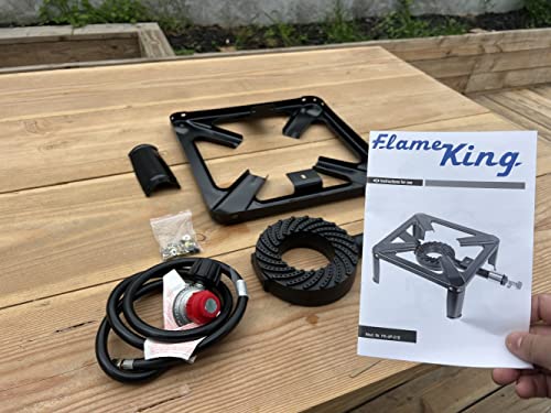 Flame King Heavy Duty 100,000 BTU, 0-20 PSI, Turkey Fryer Single Propane Burner Bayou Cooker, Outdoor Stove for Home Brewing, Maple Syrup Prep, Cajun Cooking