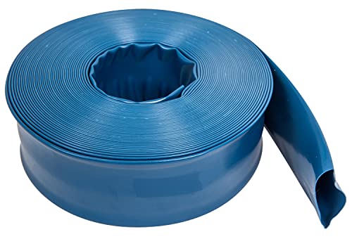 Sunsolar Heavy Duty Backwash Hose - 1.5" Discharge Hose for Swimming Pool Filters - Deluxe Pool Hose for Inground & Above Ground Pools - Durable, Flexible, Strong & Long Lasting - 50 Feet Long, Blue