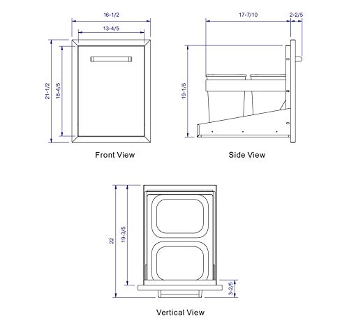 Outdoor Kitchen Drawer Pull Out Trash Drawer BBQ Island, Stainless Steel