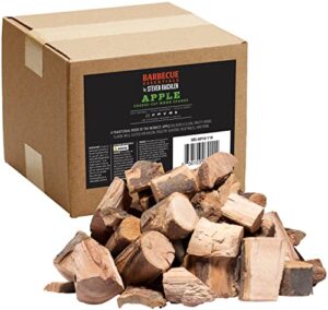 steven raichlen all natural apple wood chunks for smoking meat – 840 cu. in. box, approx 10 lbs – kiln dried large cut bbq wood chips for smoker – barbecue smoker accessories – grilling gifts for men