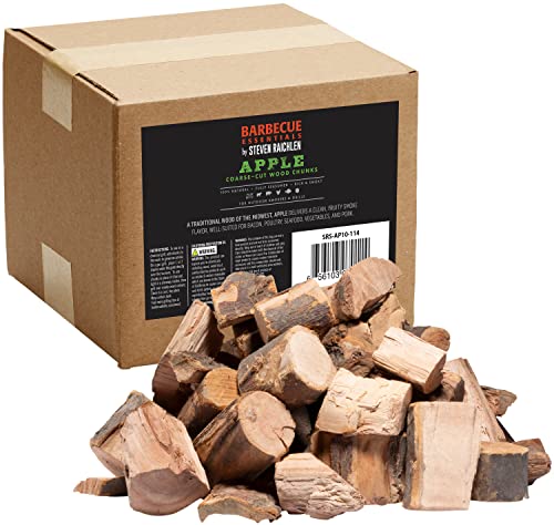 Steven Raichlen All Natural Apple Wood Chunks for Smoking Meat - 840 Cu. in. Box, Approx 10 Lbs - Kiln Dried Large Cut BBQ Wood Chips for Smoker - Barbecue Smoker Accessories - Grilling Gifts for Men