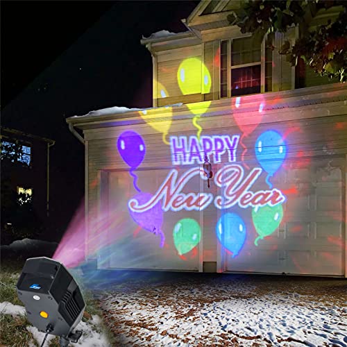 Wisely Christmas Projector Lights Outdoor,HD Effects Projection Light for Xmas Halloween Party Garden Decorations Easy to Switch Holiday Logos IP65 Waterproof