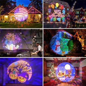 Wisely Christmas Projector Lights Outdoor,HD Effects Projection Light for Xmas Halloween Party Garden Decorations Easy to Switch Holiday Logos IP65 Waterproof