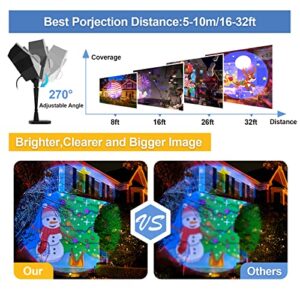 Wisely Christmas Projector Lights Outdoor,HD Effects Projection Light for Xmas Halloween Party Garden Decorations Easy to Switch Holiday Logos IP65 Waterproof