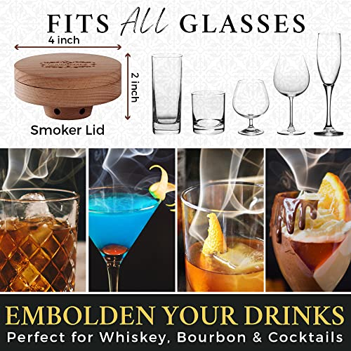 Cocktail Smoker Kit with Torch – Drink Smoker Infuser Kit with Pro Torch, Nozzles & Lid – 100% Natural Hickory, Oak, Cherry & Apple Wood Chips – Smoked Cocktail, Bourbon or Whiskey Kit (No Butane)