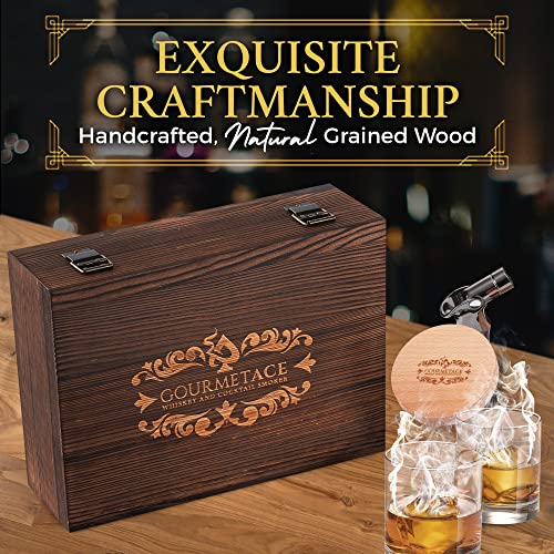 Cocktail Smoker Kit with Torch – Drink Smoker Infuser Kit with Pro Torch, Nozzles & Lid – 100% Natural Hickory, Oak, Cherry & Apple Wood Chips – Smoked Cocktail, Bourbon or Whiskey Kit (No Butane)