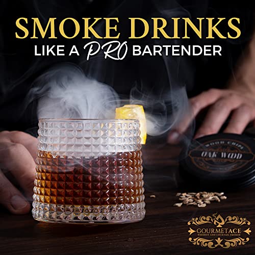 Cocktail Smoker Kit with Torch – Drink Smoker Infuser Kit with Pro Torch, Nozzles & Lid – 100% Natural Hickory, Oak, Cherry & Apple Wood Chips – Smoked Cocktail, Bourbon or Whiskey Kit (No Butane)