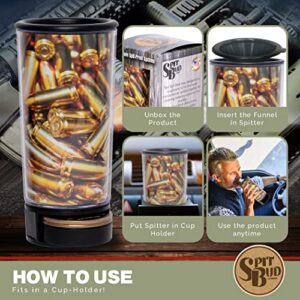 Spit Bud Portable Spittoon Traveler - Fits Cupholder - Virtually Spill Proof - Built in Can Opener and Holder Bullet Shells Design by Spitbud