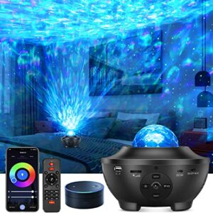 ourleeme galaxy projector – star projector night light with music speaker surport app and voice control ceiling projector lights for bedroom – work with alexa & google assistant