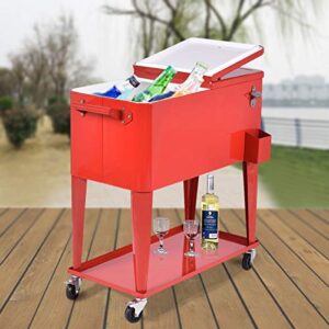 happygrill 80 quart cooler, outdoor camping beer cooling cart, rolling party steel bar bistro beverage cooler cart
