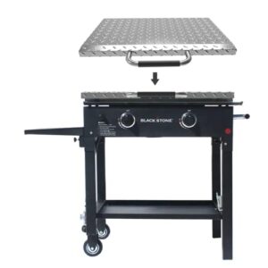 28-Inch Flat Top Griddle/Grill Hard Cover for Blackstone, Blackstone 28" Griddle Accessory, Diamond Plate Stainless Steel, Heat Protection Handle