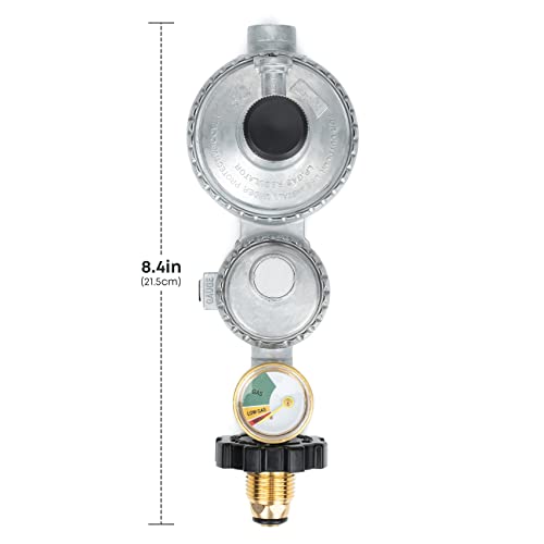 Stanbroil 2 Stage Propane Regulator with Gauge, Standard 3/8 Female NPT and P.O.L Tank Connection, Vertical Style, LP Gas Regulators for RVs, Vans, Trailers