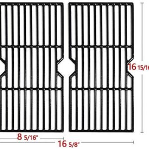 Hongso Grill Parts Replacement for Nexgrill Evolution 720-0864M 2 Burner Grill, 16 15/16" Cast Iron Grill Grates Heat Plates Burner Tubes Included