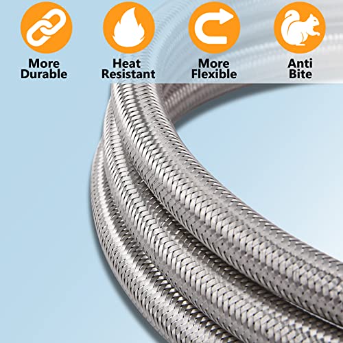 GasSaf 18inch RV Propane Pigtail Hose Stainless Steel Braid Connector with Type 1 Connection x 1/4 Inch Inverted Male Flare（2 PCS