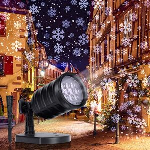 christmas projector lights outdoor, led snowflake projector lights waterproof plug in moving effect wall mountable snowfall lights for christmas holiday home party decoration indoor outdoor show