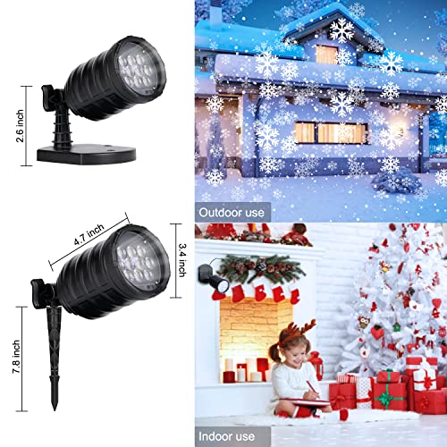 Christmas Projector Lights Outdoor, Led Snowflake Projector Lights Waterproof Plug in Moving Effect Wall Mountable Snowfall Lights for Christmas Holiday Home Party Decoration Indoor Outdoor Show