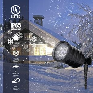 Christmas Projector Lights Outdoor, Led Snowflake Projector Lights Waterproof Plug in Moving Effect Wall Mountable Snowfall Lights for Christmas Holiday Home Party Decoration Indoor Outdoor Show