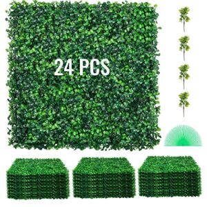 vevor 24pcs 20″x20″ artificial boxwood panels,boxwood hedge wall panels,artificial grass backdrop wall 1.6″, privacy hedge screen uv protected for outdoor indoor garden fence backyard