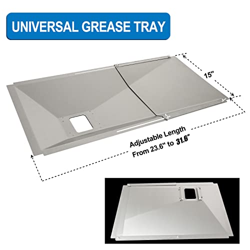 Utheer Adjustable Grease Tray with Catch Pan, Universal Drip Pan for 3/4/5 Burner Gas Grill Models, Grill Replacement Parts for Nexgrill, Charbroil, Expert Grill, Dyna Glo, Kenmore, BHG and More