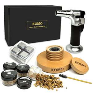 cocktail smoker kit with torch, xomo old fashioned drink smoker infuser kit for cocktails, whiskey, & bourbon, whiskey gift for your loved