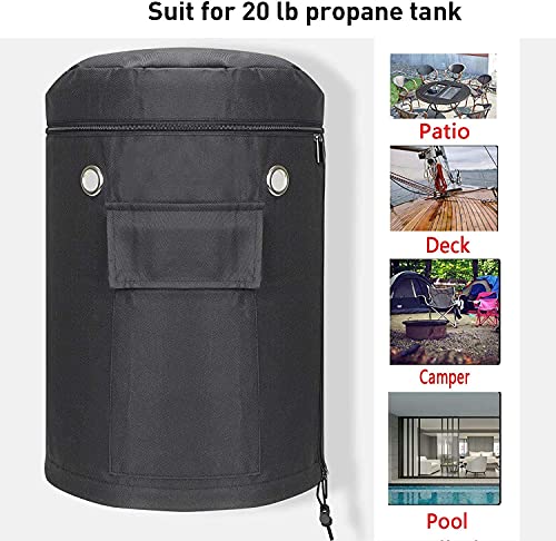 CEMGYIUK 20Lb Propane Tank Cover,Heavy Duty Waterproof Ventilated Propane Gas Can Protection Covers,Weather Resistant Propane Gas Tank Holder with Tabletop Feature,Propane Bottle Storage Bag