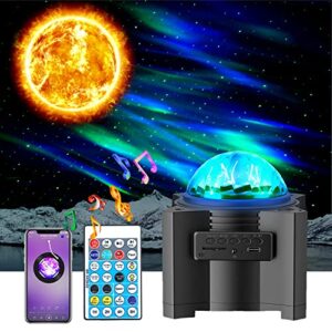 galaxy projector ,northern light aurora projector for bedroom with music bluetooth speaker and star projector (black)