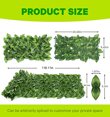 Jinwu Artificial Ivy Privacy Fence Screen,120 * 40 Inch Artificial Faux Ivy Hedge, Expandable Faux Privacy Fence with 80 pcs Zip Ties Decoration for Wall Screen, Outdoor Garden, Christmas Decor